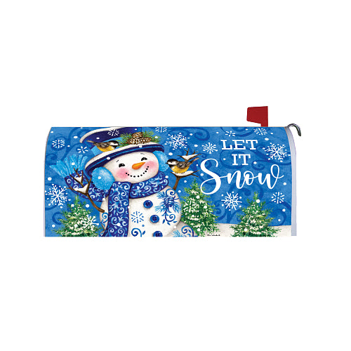 Chinoiserie Snowman Let It Snow winter magnetic mailbox cover