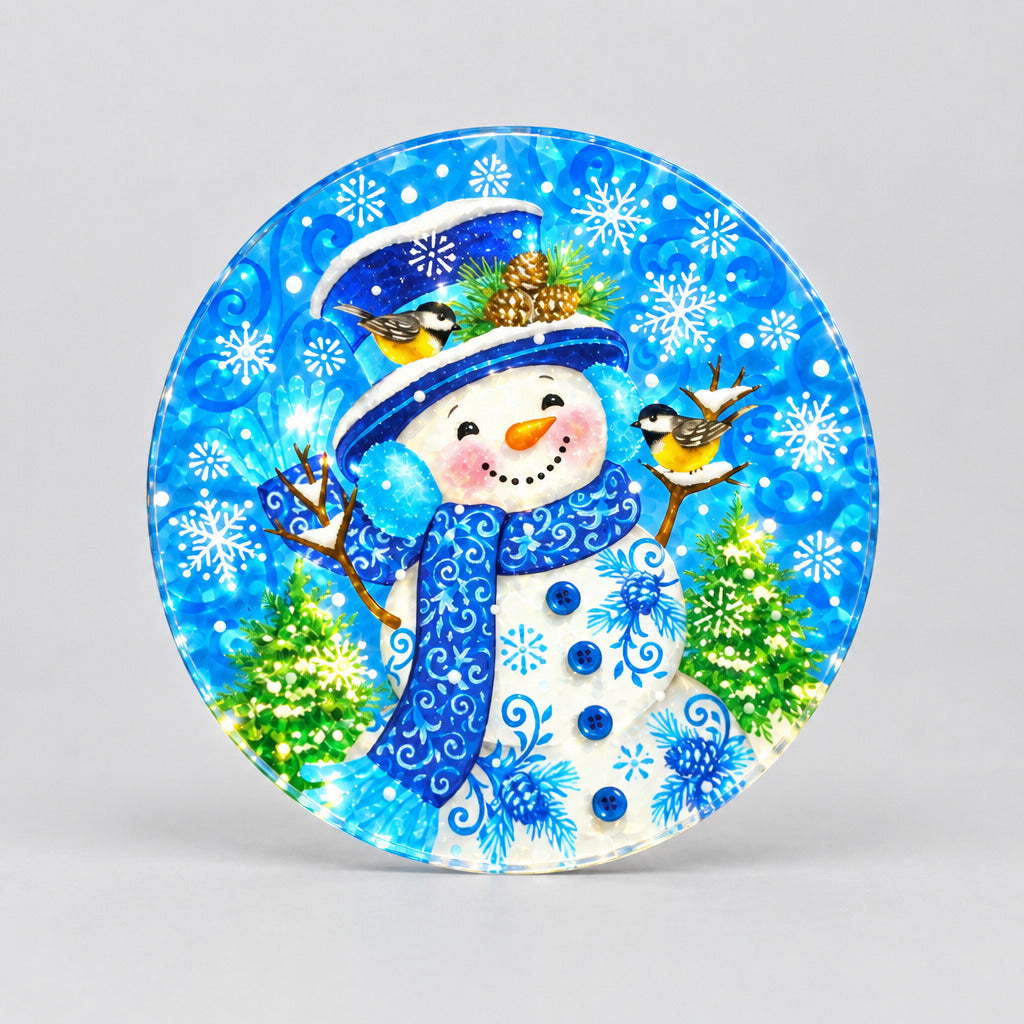 Chinoiserie Snowman 8 inch translucent PVC window suncatcher
