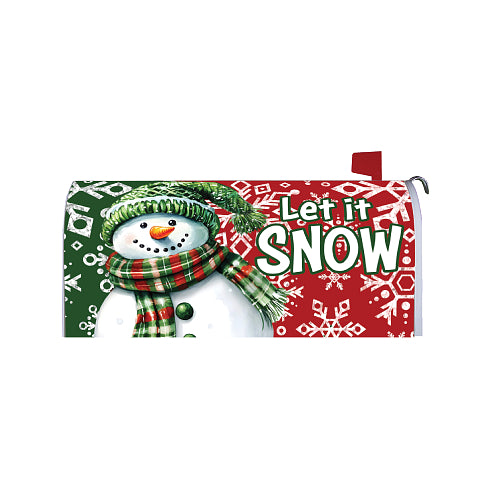 RED AND GREEN SNOWMAN Magnetic Winter Mailbox Cover