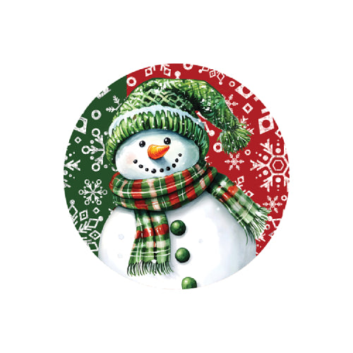 Red and Green Snowman 8 inch translucent PVC window suncatcher