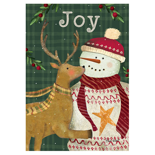 SNOWMAN DEER Standard Size Winter Welcome Flag