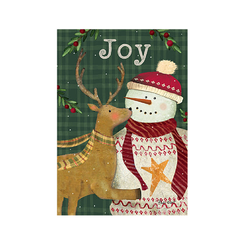 SNOWMAN DEER Garden Size Winter Welcome Flag
