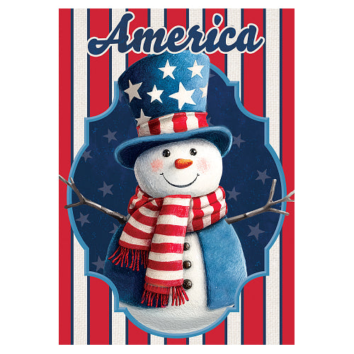 Patriotic Snowman standard size America flag with stars and stripes top hat