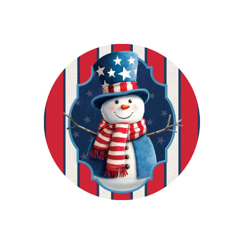 Patriotic Snowman 8 inch translucent PVC window suncatcher