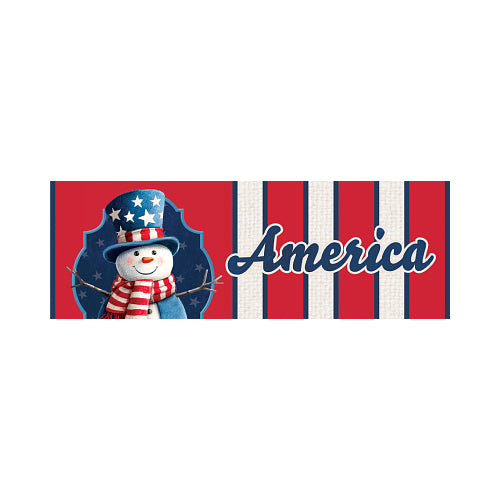 Patriotic Snowman America yard sign for porch or lawn