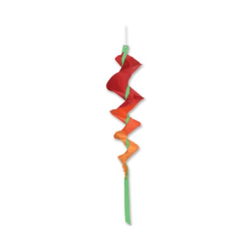 Orange Fusilli Windsock - red orange spiral twister with mint tail for garden decor