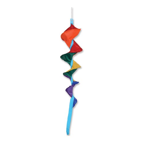 Rainbow Fusilli 35 Inch Spinning Windsock spiral tail spinner hanging outdoors