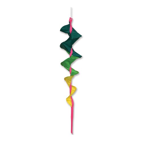 Green Fusilli 35 Inch Spinning Windsock spiral tail spinner hanging outdoors