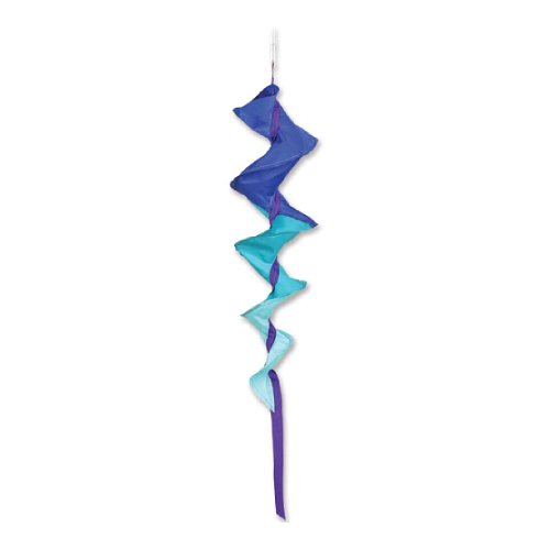 Blue Fusilli 35 Inch Spinning Windsock spiral tail spinner hanging outdoors