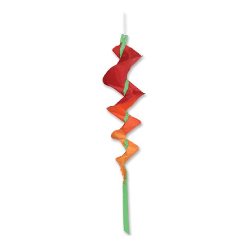 Orange Fusilli 35 Inch Spinning Windsock spiral tail spinner hanging outdoors