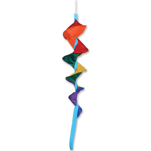Rainbow Fusilli 44 Inch Spinning Windsock spiral tail spinner hanging outdoors
