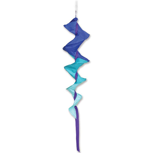 Blue Fusilli 44 Inch Spinning Windsock spiral tail spinner hanging outdoors