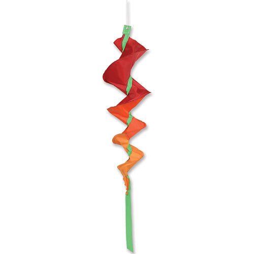 Orange Fusilli 44 Inch Spinning Windsock spiral tail spinner hanging outdoors