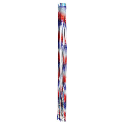 Patriotic, red, white and blue sparkling 51 inch mylar windsock