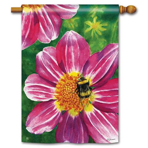 91658_Pink-Flower-With-Bee-chrysanthemum-standard-flag-28-x-40
