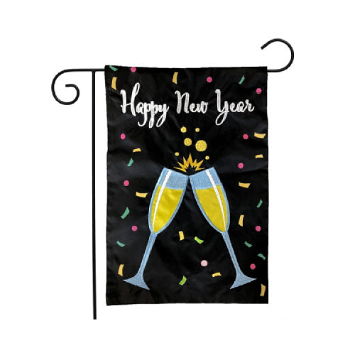 HAPPY NEW YEAR Garden Size Applique New Year's Flag - 12" x 18" Briarwood Lane