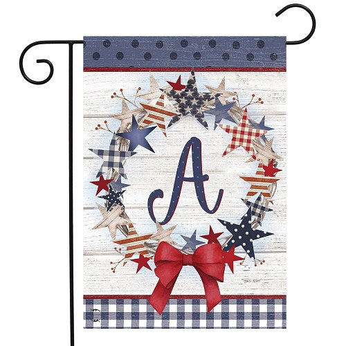 AMERICAN WREATH Monogram Garden Size Flags - 12" x 18"