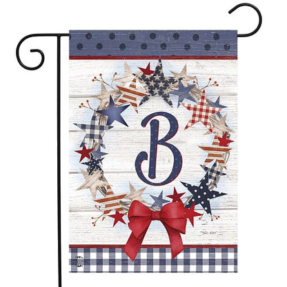 AMERICAN WREATH Monogram Garden Size Flags - 12" x 18"