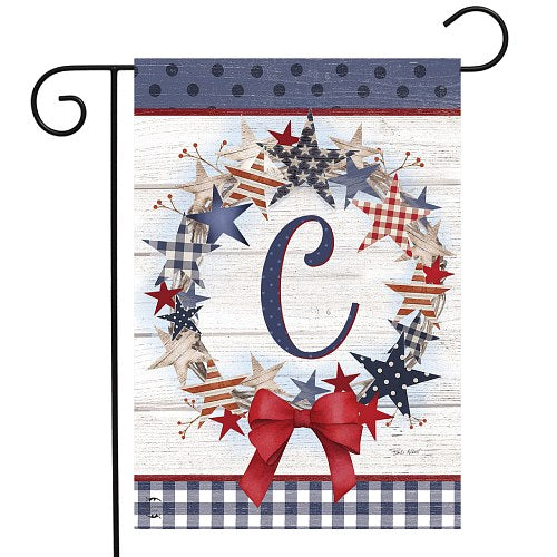 AMERICAN WREATH Monogram Garden Size Flags - 12" x 18"