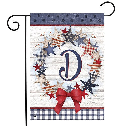 AMERICAN WREATH Monogram Garden Size Flags - 12" x 18"