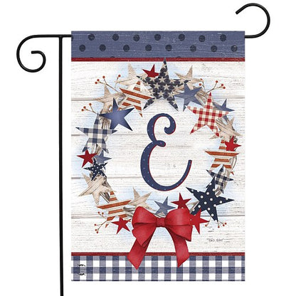 AMERICAN WREATH Monogram Garden Size Flags - 12" x 18"