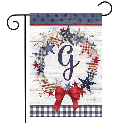 AMERICAN WREATH Monogram Garden Size Flags - 12" x 18"