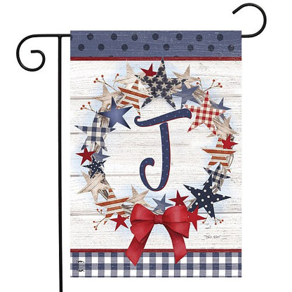 AMERICAN WREATH Monogram Garden Size Flags - 12" x 18"