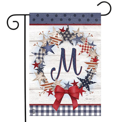 AMERICAN WREATH Monogram Garden Size Flags - 12" x 18"