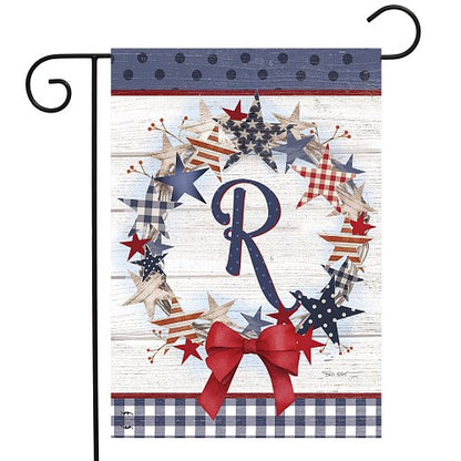 AMERICAN WREATH Monogram Garden Size Flags - 12" x 18"