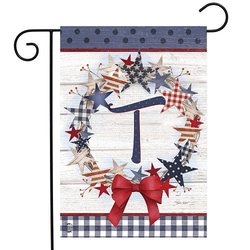 AMERICAN WREATH Monogram Garden Size Flags - 12" x 18"