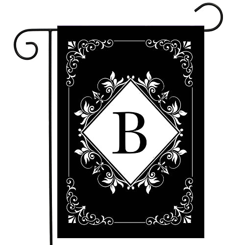 BLACK & WHITE Monogram Garden Size Flags - 12" x 18"