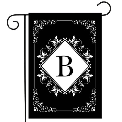 BLACK & WHITE Monogram Garden Size Flags - 12" x 18"