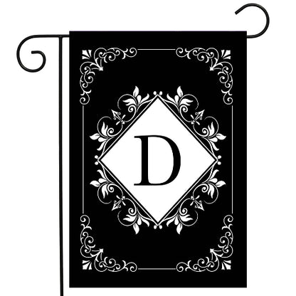 BLACK & WHITE Monogram Garden Size Flags - 12" x 18"