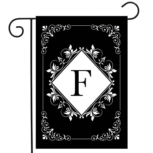 BLACK & WHITE Monogram Garden Size Flags - 12" x 18"