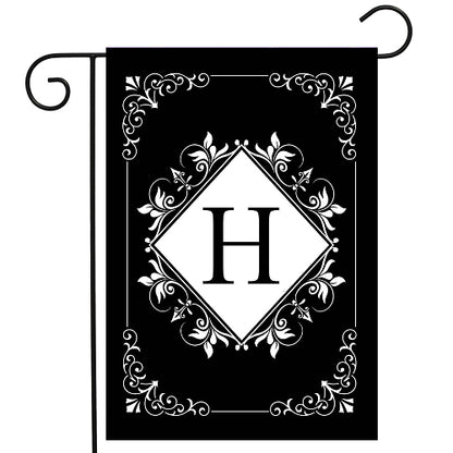 BLACK & WHITE Monogram Garden Size Flags - 12" x 18"