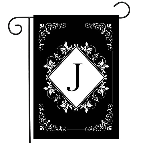 BLACK & WHITE Monogram Garden Size Flags - 12" x 18"