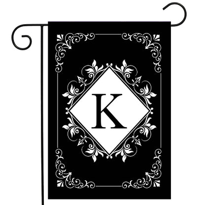 BLACK & WHITE Monogram Garden Size Flags - 12" x 18"