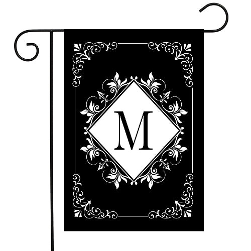 BLACK & WHITE Monogram Garden Size Flags - 12" x 18"