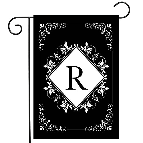 BLACK & WHITE Monogram Garden Size Flags - 12" x 18"