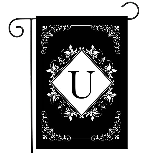 BLACK & WHITE Monogram Garden Size Flags - 12" x 18"