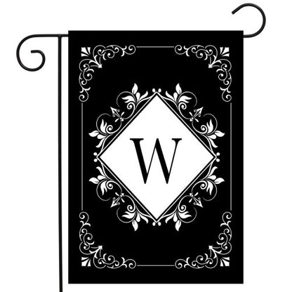 BLACK & WHITE Monogram Garden Size Flags - 12" x 18" - Wind Sensations