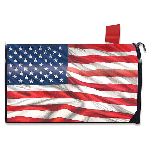 American flag mailbox cover with wavy design