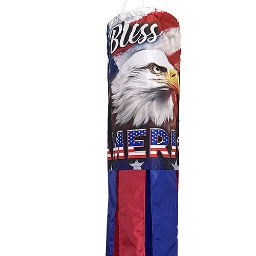 GOD BLESS AMERICA EAGLE Patriotic Windsock - 40" Long In The Breeze