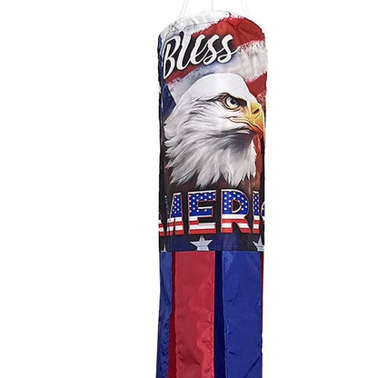 GOD BLESS AMERICA EAGLE Patriotic Windsock - 40" Long In The Breeze