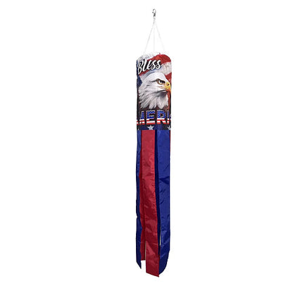 GOD BLESS AMERICA EAGLE Patriotic Windsock - 40" Long In The Breeze