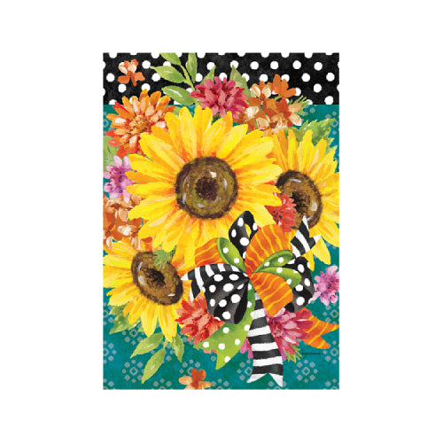 Sunflowers and Ribbons garden flag with sunflowers and ribbon detail