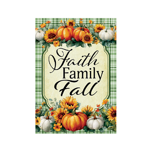 FAITH FAMILY FALL Garden Size Flag - 12x18 heartfelt autumn garden flag by Custom Decor