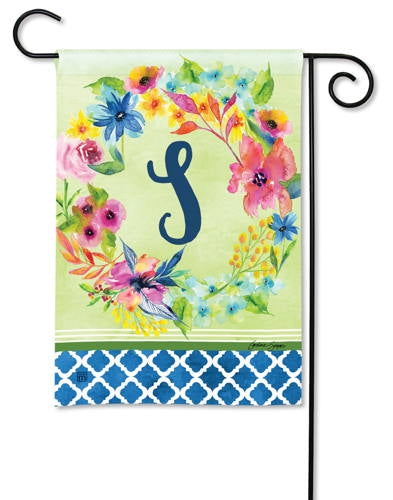 s-fresh-and-pretty-floral-monogram-s-decorative-flag-garden-12-5-x-18