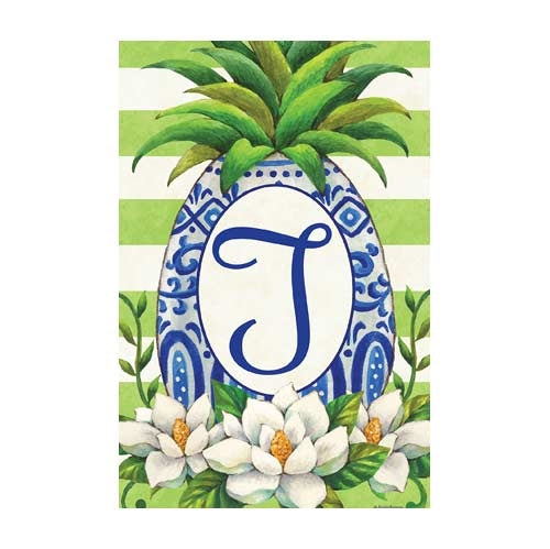 t-pineapple-magnolia-monogram-t-garden-flag-12-x-18